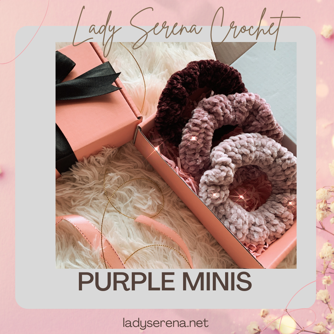 PURPLE MINI CROCHET HAIR SCRUNCHIES