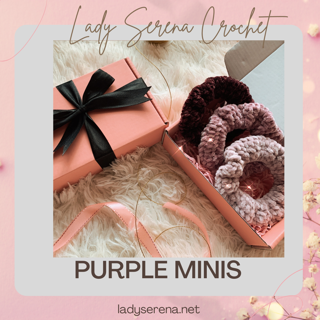 PURPLE MINI CROCHET HAIR SCRUNCHIES