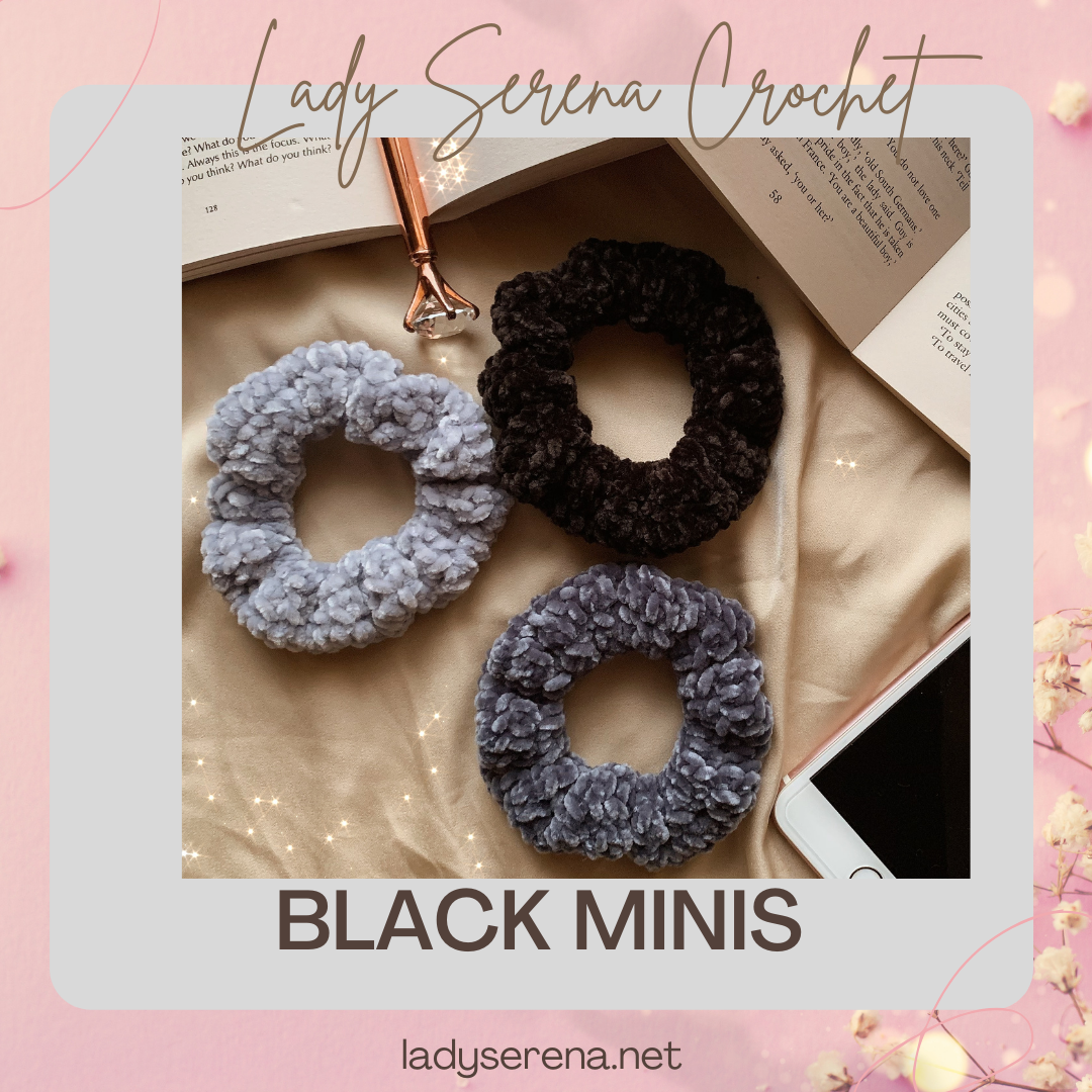 BLACK MINI CROCHET HAIR SCRUNCHIES