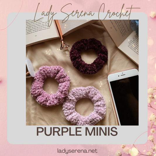 PURPLE MINI CROCHET HAIR SCRUNCHIES