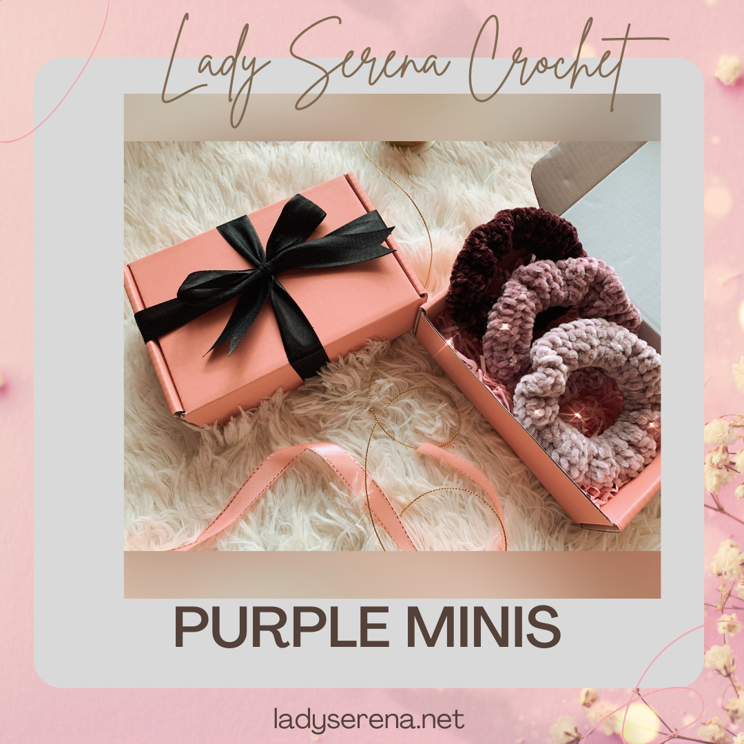 PURPLE MINI CROCHET HAIR SCRUNCHIES