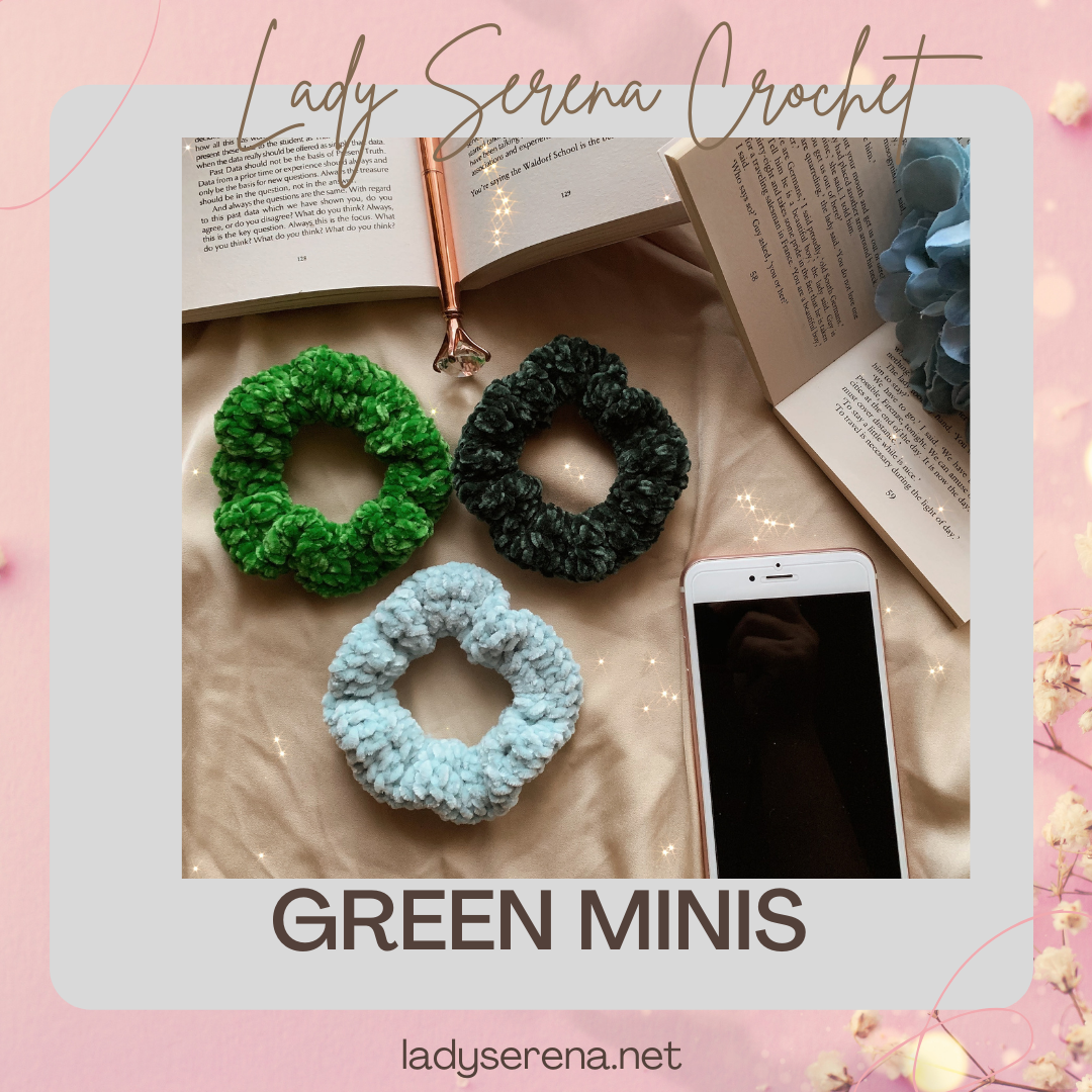 GREEN MINI CROCHET HAIR SCRUNCHIES