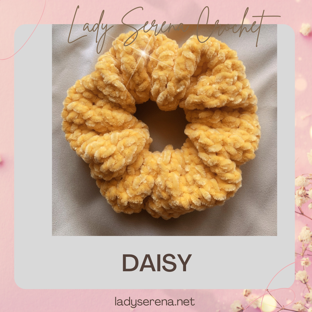 DAISY CROCHET HAIR SCRUNCHIE