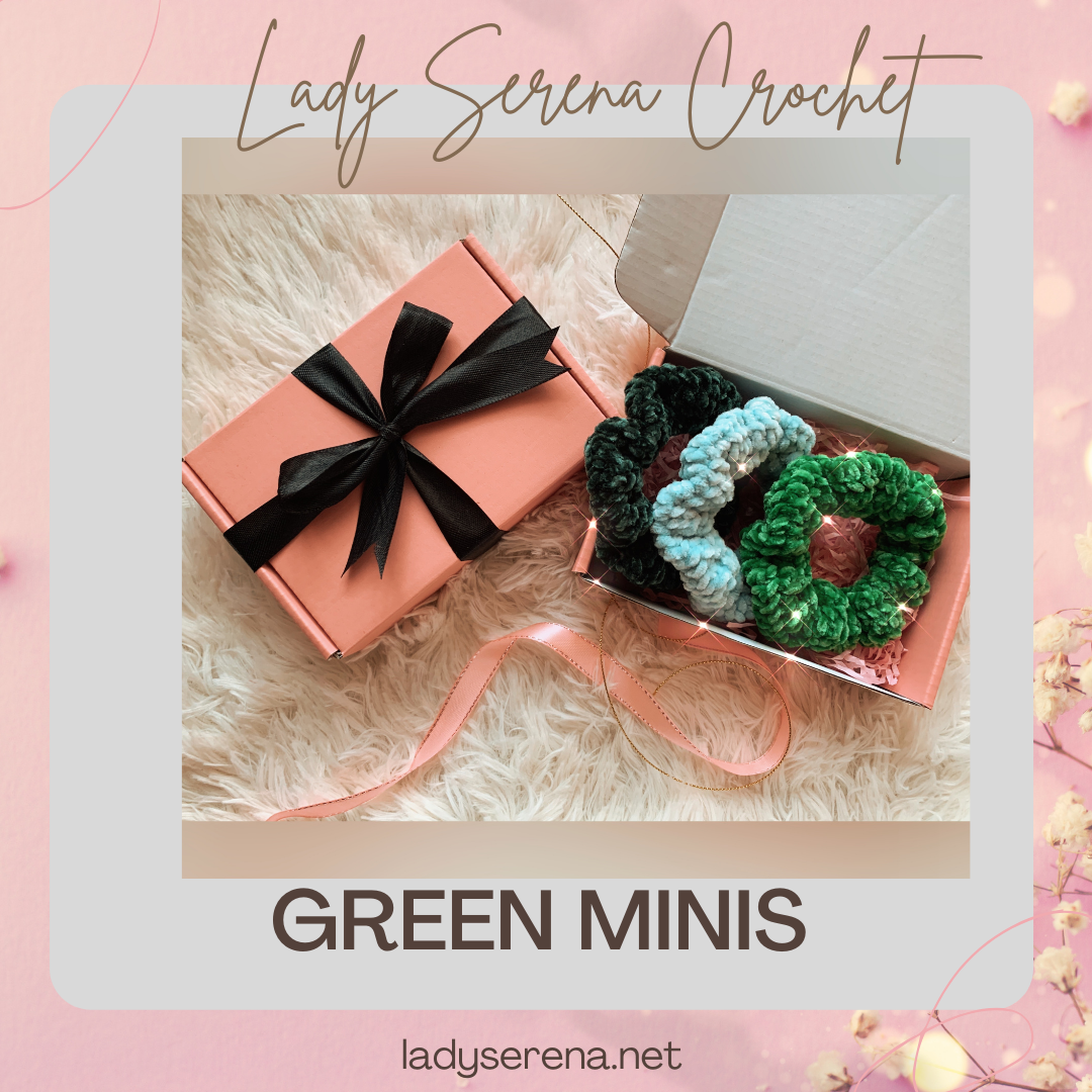 GREEN MINI CROCHET HAIR SCRUNCHIES