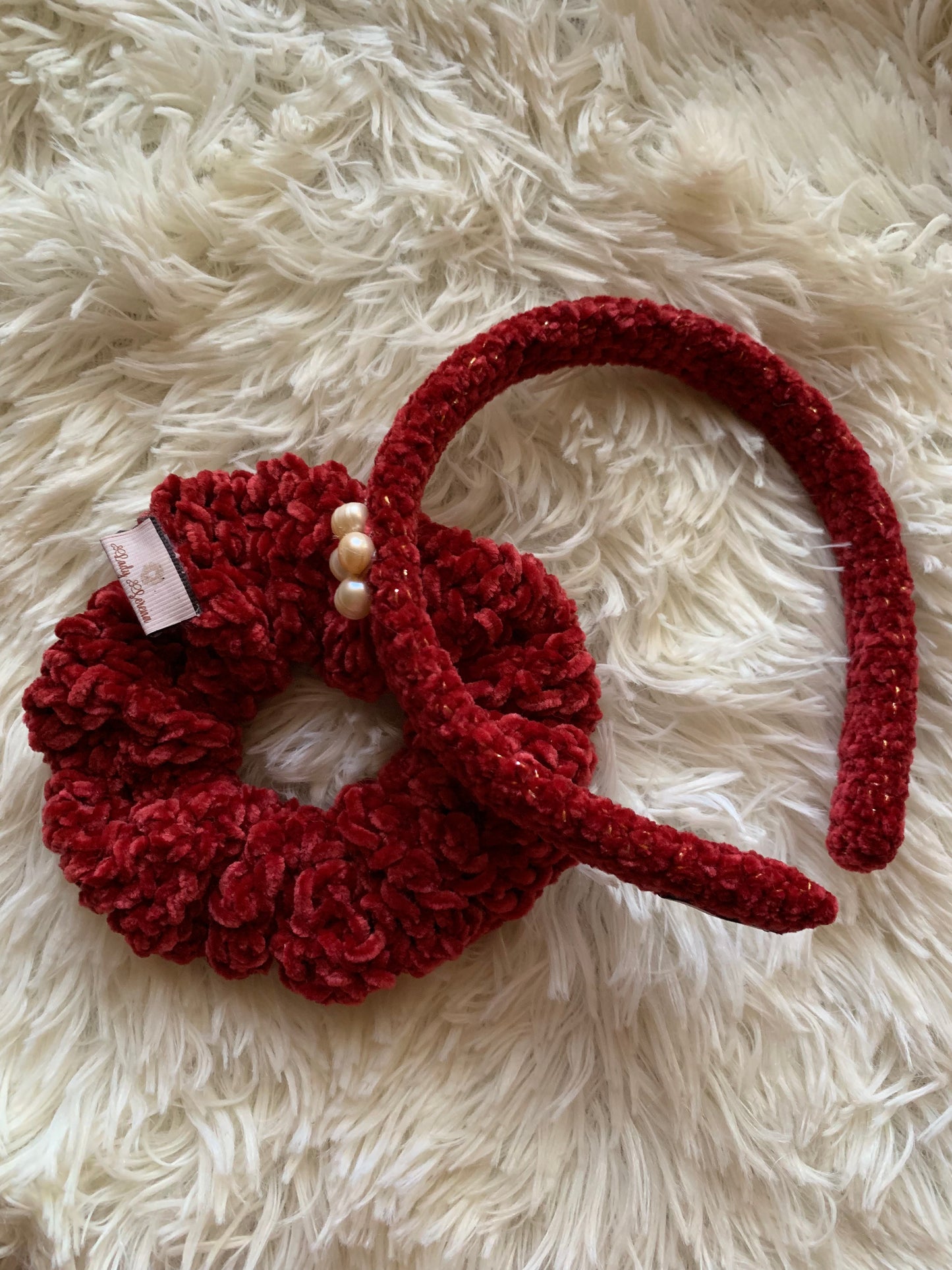 RUBY SET CROCHET SCRUNCHIE + HEADBAND