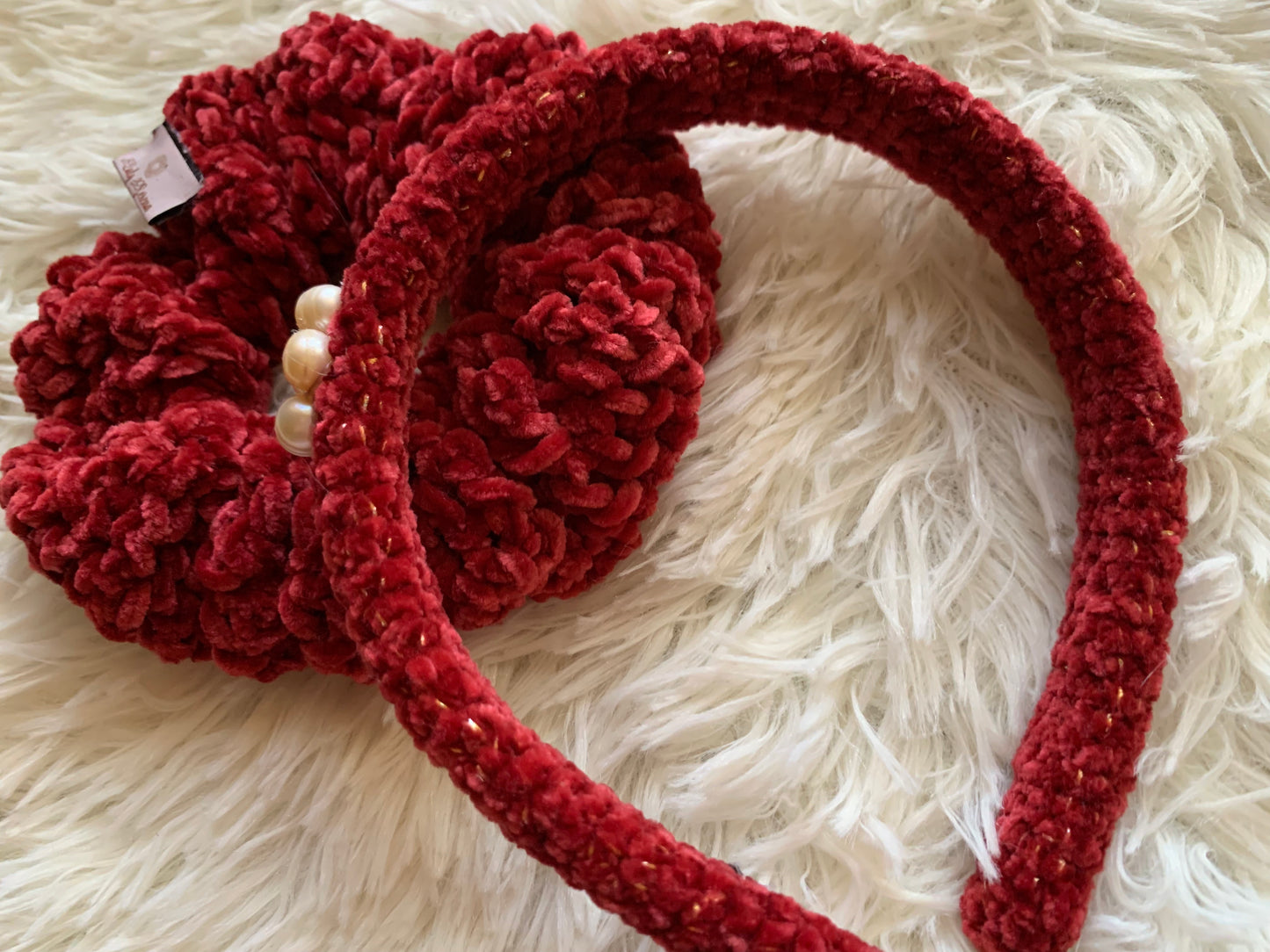 RUBY SET CROCHET SCRUNCHIE + HEADBAND